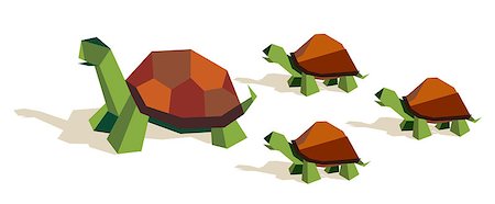 simsearch:400-07325692,k - Origami tortoise family group over white blackground. Vector file also available. Foto de stock - Super Valor sin royalties y Suscripción, Código: 400-04890227