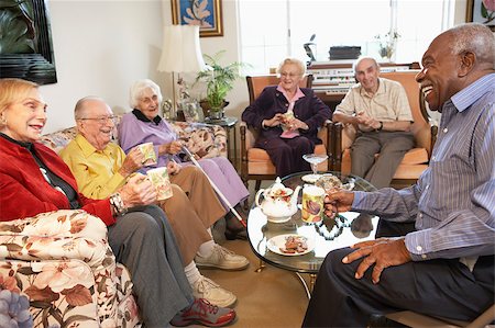 simsearch:400-04890264,k - Senior adults having morning tea together Stock Photo - Budget Royalty-Free & Subscription, Code: 400-04890275
