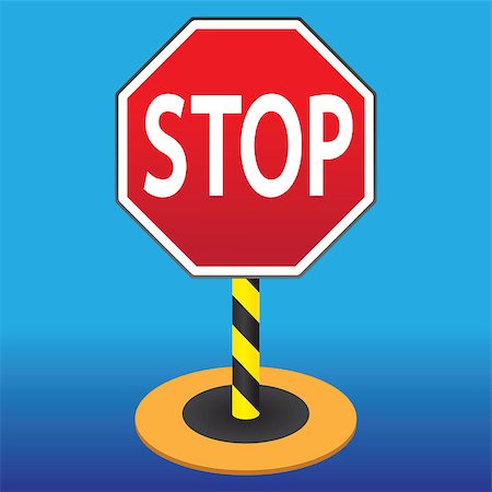 Road sign STOP on blue background. Abstract illustration. Stock Photo - Budget Royalty-Free & Subscription, Code: 400-04890377