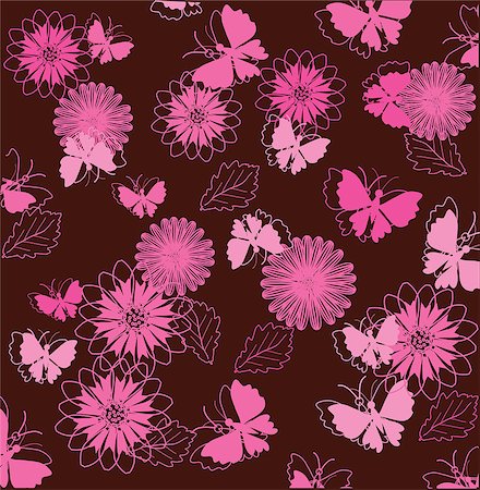 floral bird pattern - Vector illustration of floral background with butterflies Photographie de stock - Aubaine LD & Abonnement, Code: 400-04891020