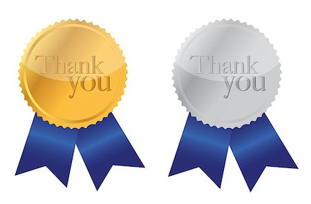 simsearch:400-07631999,k - Thank you Award medals golden and silver with blue ribbons. Stock Photo - Budget Royalty-Free & Subscription, Code: 400-04891142