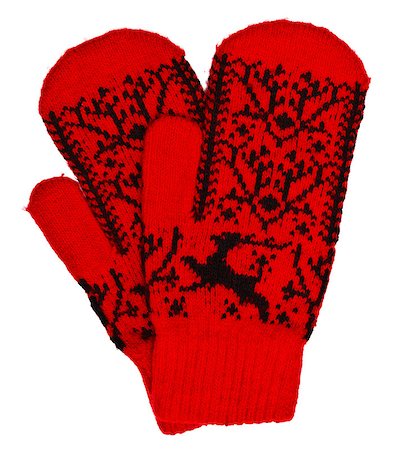 simsearch:400-06462603,k - Red woolen mittens old fashioned isolated on white background Stock Photo - Budget Royalty-Free & Subscription, Code: 400-04892281