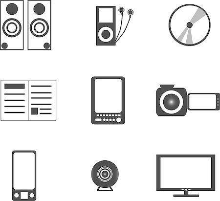 set of digital media electronics equipment icons Stock Photo - Budget Royalty-Free & Subscription, Code: 400-04892312