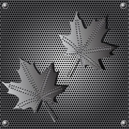 silver maple - metal shield maple leaf  background with rivets Stock Photo - Budget Royalty-Free & Subscription, Code: 400-04892463