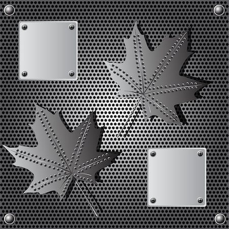 silver maple - metal shield maple leaf  background with rivets Stock Photo - Budget Royalty-Free & Subscription, Code: 400-04892471