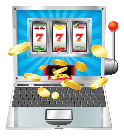 ranura - Laptop fruit machine online gambling win concept Foto de stock - Super Valor sin royalties y Suscripción, Código: 400-04892656