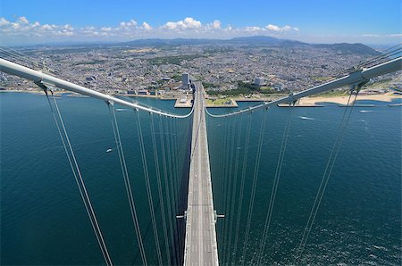 Akashi Kaikyo Bridge in Kobe, Japan, viewed from nearly 300 meters up. Stock Photo - Budget Royalty-Free & Subscription, Code: 400-04892792