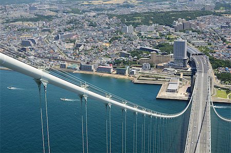 Akashi Kaikyo Bridge in Kobe, Japan, viewed from nearly 300 meters up. Foto de stock - Super Valor sin royalties y Suscripción, Código: 400-04892793