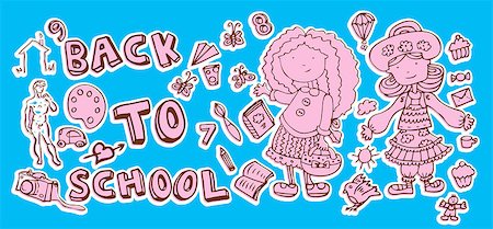 paper sculpture - Back to school doodle Hand-Drawn BTS Sketchy Doodles school scrapbook items Stock Photo - Budget Royalty-Free & Subscription, Code: 400-04892924