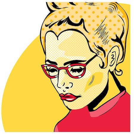 funky cartoon girls - Pop Art Woman comic book style with dot Stock Photo - Budget Royalty-Free & Subscription, Code: 400-04892971