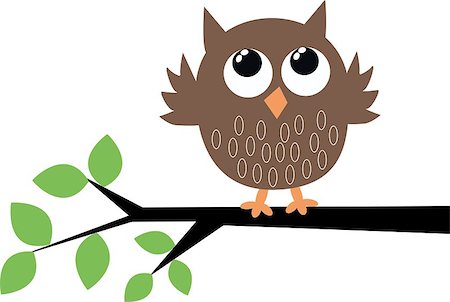 pattern art owl - a cute little brown owl sitting on a branch Stock Photo - Budget Royalty-Free & Subscription, Code: 400-04893079