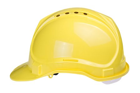 simsearch:400-06697752,k - Yellow construction and industrial helmet isolated on white background Foto de stock - Super Valor sin royalties y Suscripción, Código: 400-04893155