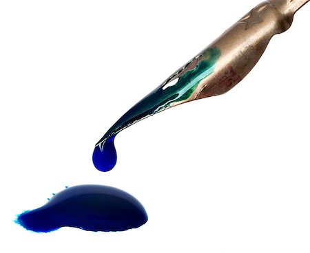 Drop of ink dripping from a handle feather Stock Photo - Budget Royalty-Free & Subscription, Code: 400-04893242