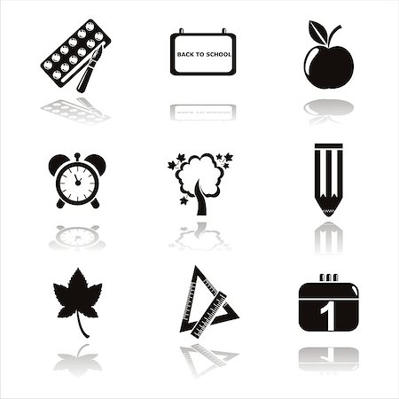 set of 9 black school icons Stock Photo - Budget Royalty-Free & Subscription, Code: 400-04893340