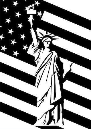 Statue of Liberty in the background the Stars and Stripes USA Foto de stock - Super Valor sin royalties y Suscripción, Código: 400-04893665