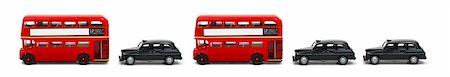 Banner of red London buses and taxis in a row isolated on white Stock Photo - Budget Royalty-Free & Subscription, Code: 400-04904232