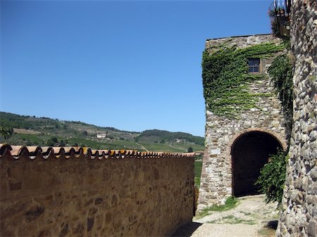 Beautiful view with nice countryside panorama from the inside of famous walled Chianti village Montefioralle, Tuscany, Italy Photographie de stock - Aubaine LD & Abonnement, Code: 400-04904248