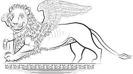 Drawing Lion with wings - symbol of Venice, Italy Stock Photo - Budget Royalty-Free & Subscription, Code: 400-04905324