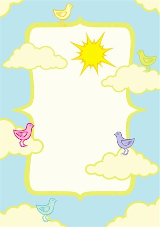 simsearch:400-07033341,k - illustration of birds in the clouds on a summer day Foto de stock - Super Valor sin royalties y Suscripción, Código: 400-04906006