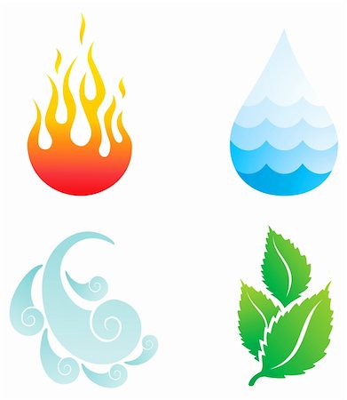 sea elements - Illustrations of four natural elements of fire, water, wind and plants Stock Photo - Budget Royalty-Free & Subscription, Code: 400-04906003