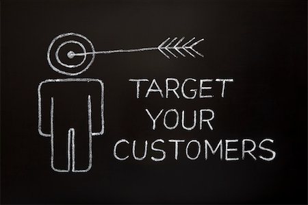 Target your customers. Concept made with white chalk on a blackboard. Stock Photo - Budget Royalty-Free & Subscription, Code: 400-04906086