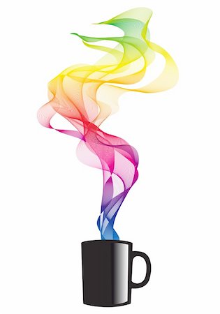 coffee mug with colorful smoke, vector illustration Foto de stock - Super Valor sin royalties y Suscripción, Código: 400-04906107