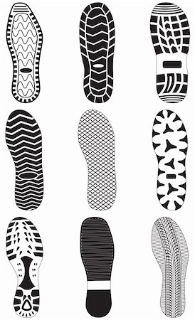 sole of shoe - Vector illustration set of footprints. All vector objects are isolated and grouped. Colors and transparent background color are easy to customize. Stock Photo - Budget Royalty-Free & Subscription, Code: 400-04906170