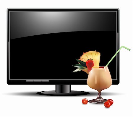 LCD panel with cocktail,  this illustration may be useful as designer work Stock Photo - Budget Royalty-Free & Subscription, Code: 400-04906234