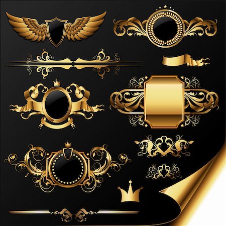 set of ornamental golden labels, this illustration may be useful as designer work Stock Photo - Budget Royalty-Free & Subscription, Code: 400-04906245