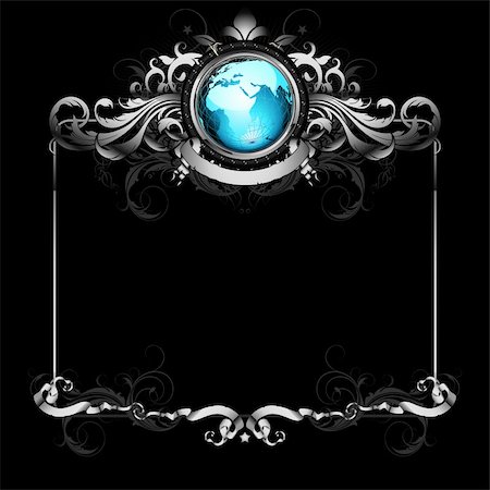 world with ornate frame,  this illustration may be useful as designer work Fotografie stock - Microstock e Abbonamento, Codice: 400-04906248