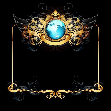 world with ornate frame, this illustration may be useful as designer work Stock Photo - Budget Royalty-Free & Subscription, Code: 400-04906249