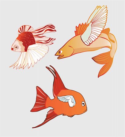 ptits_ptits (artist) - Fantastic Flying Fish. Vector illustration Photographie de stock - Aubaine LD & Abonnement, Code: 400-04906303