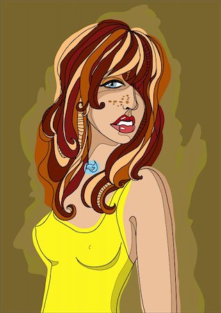 ptits_ptits (artist) - Girl with freckles. Vector illustration Photographie de stock - Aubaine LD & Abonnement, Code: 400-04906345