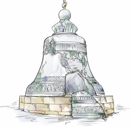Big bell in Moscow Kremlin. Vector illustration Photographie de stock - Aubaine LD & Abonnement, Code: 400-04906409
