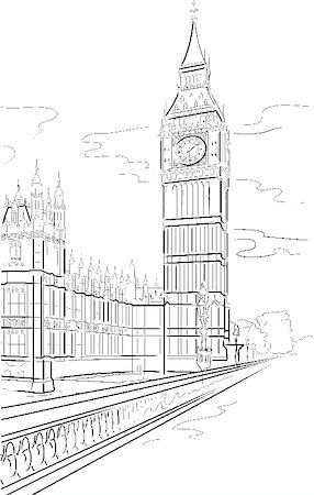 Drawing big Ben of Tower in London, UK Photographie de stock - Aubaine LD & Abonnement, Code: 400-04906545