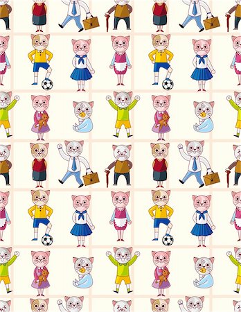 pretty cartoon mother - cartoon cat family seamless pattern Stock Photo - Budget Royalty-Free & Subscription, Code: 400-04907320
