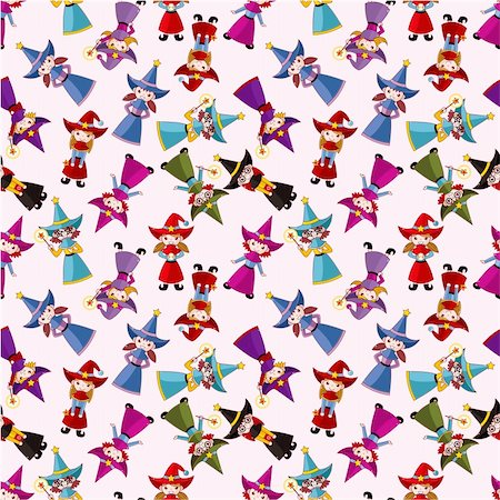 cartoon Wizard and Witch magic seamless pattern Stock Photo - Budget Royalty-Free & Subscription, Code: 400-04907322