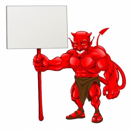 A devil cartoon character illustration standing with sign Photographie de stock - Aubaine LD & Abonnement, Code: 400-04907398