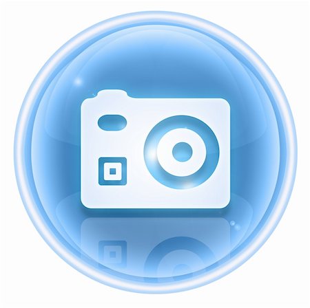 Camera icon ice, isolated on white background Stock Photo - Budget Royalty-Free & Subscription, Code: 400-04907499