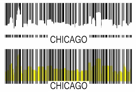 Chicago skyline barcode Photographie de stock - Aubaine LD & Abonnement, Code: 400-04907539