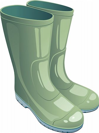 Green rubber boots over white. EPS 8, AI, JPEG Stock Photo - Budget Royalty-Free & Subscription, Code: 400-04907629