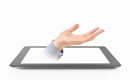 Propose Hand From Digital Tablet. Isolated on white. Stock Photo - Budget Royalty-Free & Subscription, Code: 400-04907637