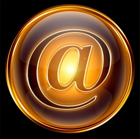 simsearch:400-07628509,k - email icon gold, isolated on black background Foto de stock - Royalty-Free Super Valor e Assinatura, Número: 400-04907648