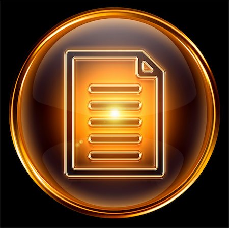 simsearch:400-07624282,k - Document icon gold, isolated on black background Stockbilder - Microstock & Abonnement, Bildnummer: 400-04907682