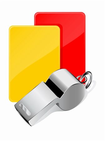 Cards and whistle, referee attributes. Vector illustration Stock Photo - Budget Royalty-Free & Subscription, Code: 400-04907744