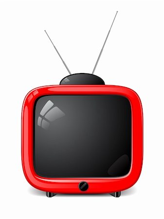 Vector illustration of a red retro tv over white background Stock Photo - Budget Royalty-Free & Subscription, Code: 400-04907746