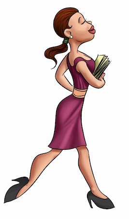 girl with some papers in her hand walking Stock Photo - Budget Royalty-Free & Subscription, Code: 400-04907859