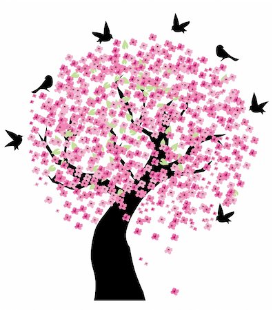 simsearch:400-04778102,k - Vector illustration of a cherry tree in blossom Fotografie stock - Microstock e Abbonamento, Codice: 400-04907872