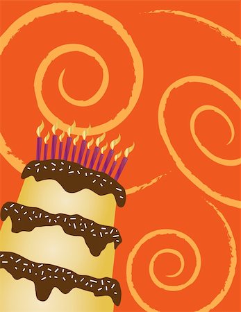 Happy birthday chocolate cake on orange background. Also available as a Vector in Adobe illustrator EPS format. The different graphics are all on separate layers so they can easily be moved or edited individually. The text has been converted to paths, so no fonts are required. The vector version can be scaled to any size without loss of quality. Stock Photo - Budget Royalty-Free & Subscription, Code: 400-04908036