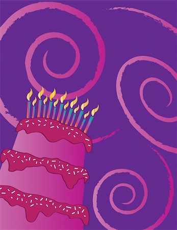 Happy birthday cake on purple background. Also available as a Vector in Adobe illustrator EPS format. The different graphics are all on separate layers so they can easily be moved or edited individually. The text has been converted to paths, so no fonts are required. The vector version can be scaled to any size without loss of quality. Stock Photo - Budget Royalty-Free & Subscription, Code: 400-04908037